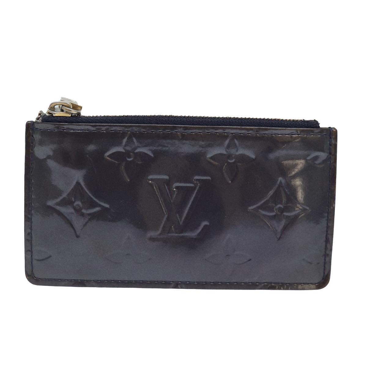 LOUIS VUITTON Vernis Pochette cree Coin Purse Indigo M91347 LV Auth bs16877