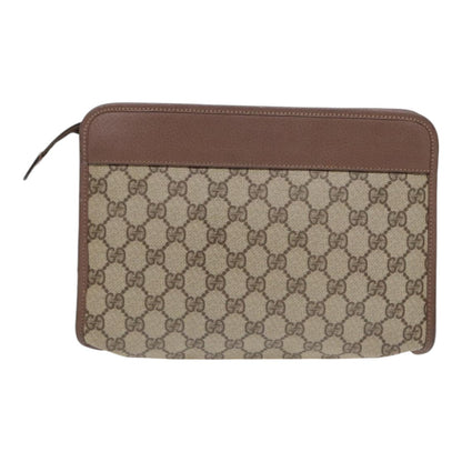 GUCCI GG Supreme Clutch Bag PVC Leather Beige Gold 014 115 6063 Auth bs16898