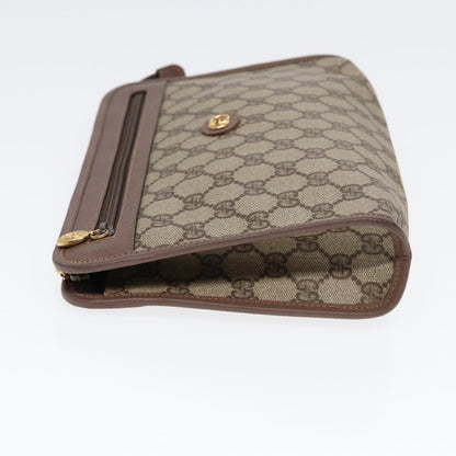 GUCCI GG Supreme Clutch Bag PVC Leather Beige Gold 014 115 6063 Auth bs16898