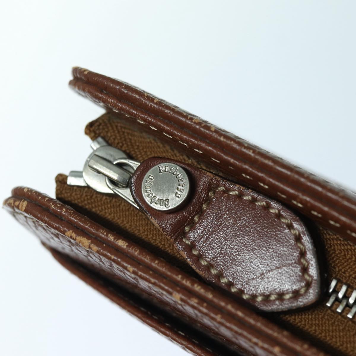BURBERRYSs Hand Bag Leather Bordeaux Silver Auth bs16901