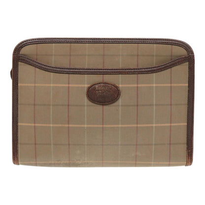 BURBERRYSs Nova Check Clutch Bag Canvas Leather 2Set Brown Beige Auth bs16912