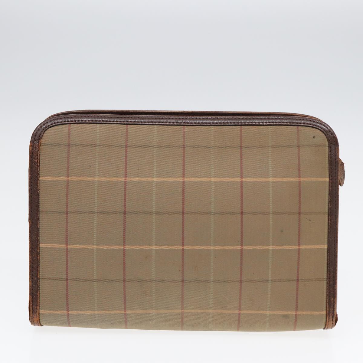 BURBERRYSs Nova Check Clutch Bag Canvas Leather 2Set Brown Beige Auth bs16912
