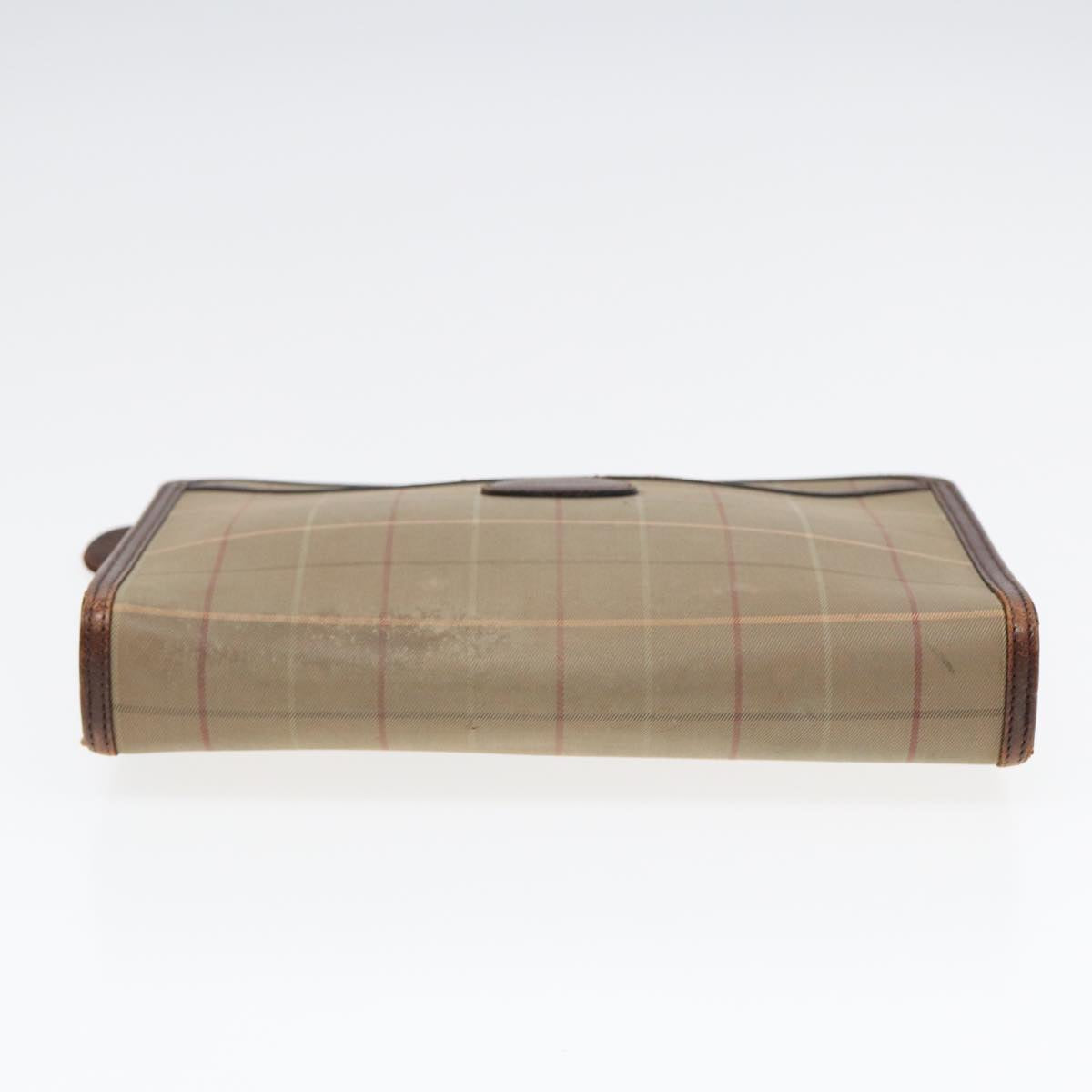 BURBERRYSs Nova Check Clutch Bag Canvas Leather 2Set Brown Beige Auth bs16912