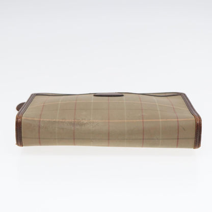 BURBERRYSs Nova Check Clutch Bag Canvas Leather 2Set Brown Beige Auth bs16912