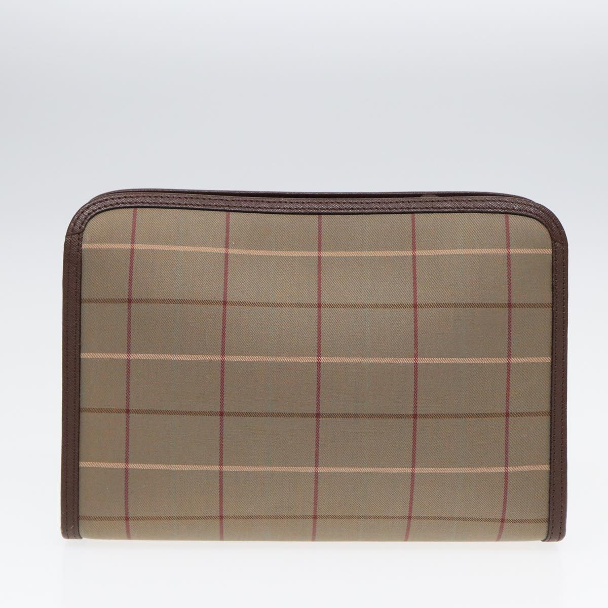 BURBERRYSs Nova Check Clutch Bag Canvas Leather 2Set Brown Beige Auth bs16912