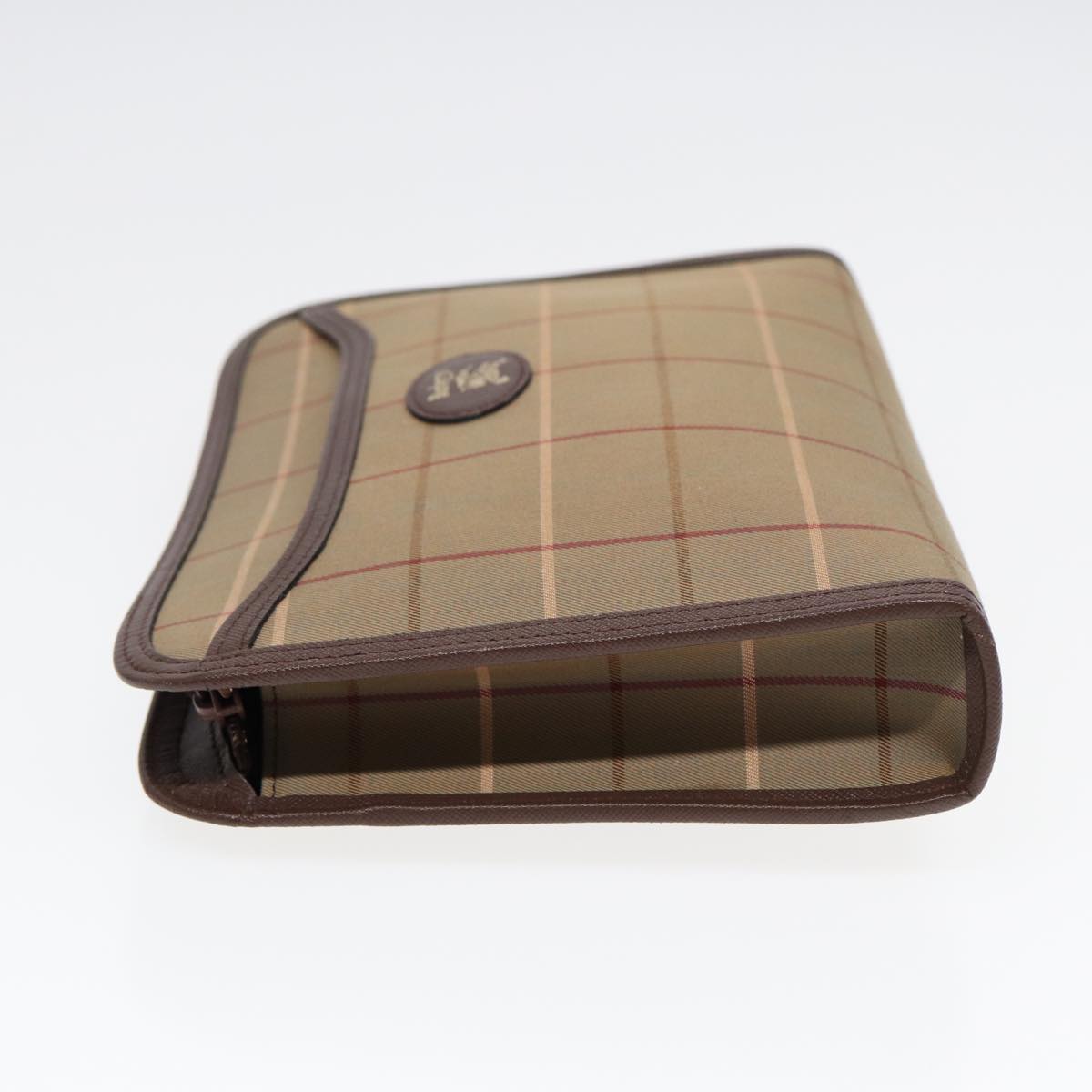 BURBERRYSs Nova Check Clutch Bag Canvas Leather 2Set Brown Beige Auth bs16912