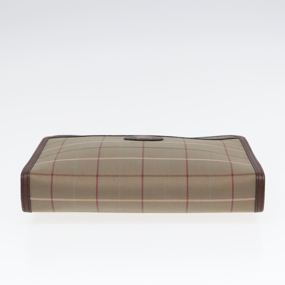 BURBERRYSs Nova Check Clutch Bag Canvas Leather 2Set Brown Beige Auth bs16912