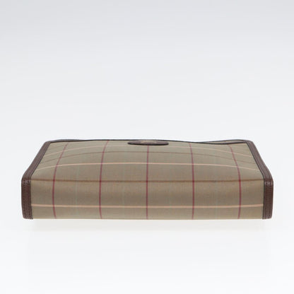 BURBERRYSs Nova Check Clutch Bag Canvas Leather 2Set Brown Beige Auth bs16912