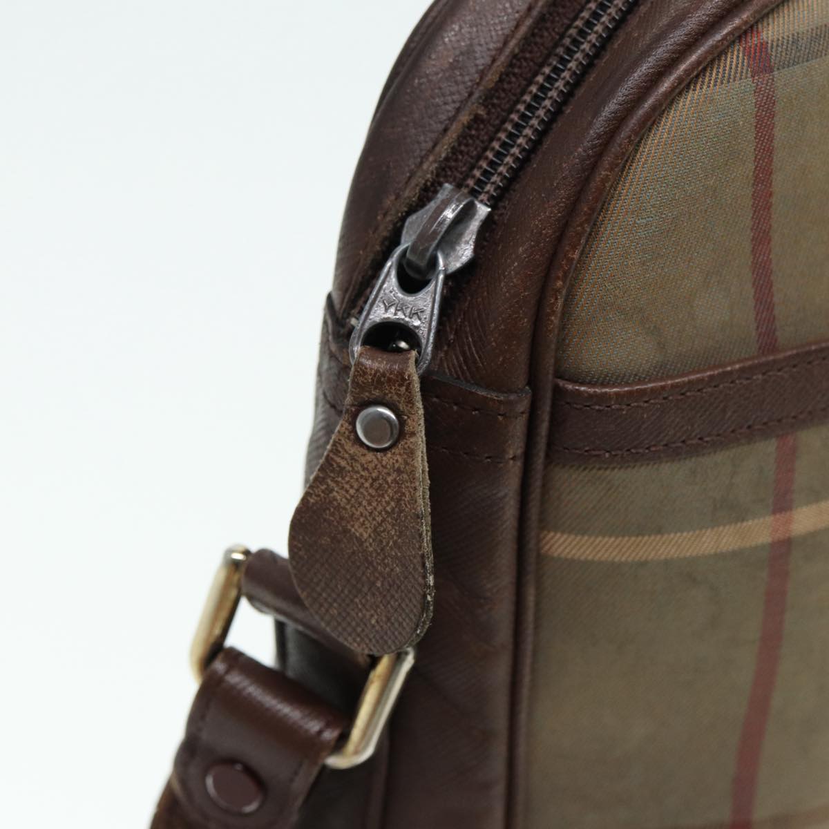 BURBERRYSs Nova Check Shoulder Bag Canvas Leather Brown Gold Auth bs16917