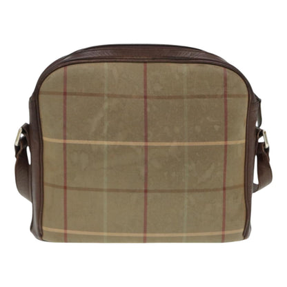 BURBERRYSs Nova Check Shoulder Bag Canvas Leather Brown Gold Auth bs16917