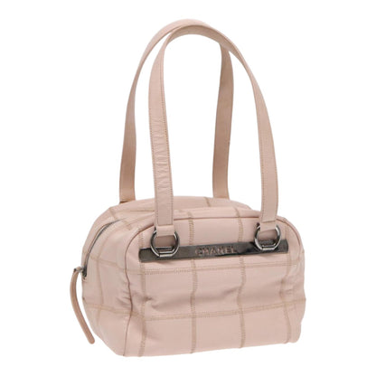 Chanel Choco Bar Shoulder Bag Caviar Skin Pink Silver CC Auth bs