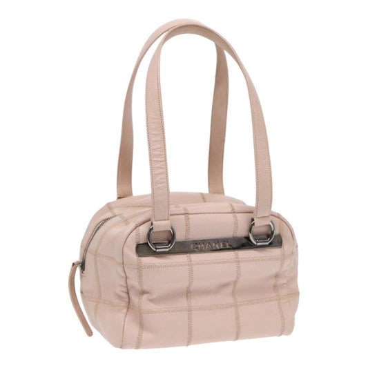 Chanel Choco Bar Shoulder Bag Caviar Skin Pink Silver CC Auth bs