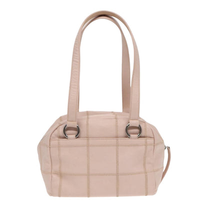 Chanel Choco Bar Shoulder Bag Caviar Skin Pink Silver CC Auth bs