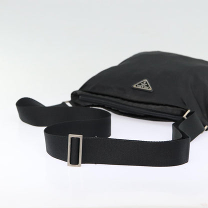 PRADA Shoulder Bag Nylon Black Silver Auth bs16985