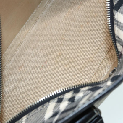 BURBERRY Nova Check Blue Label Hand Bag Canvas Leather Beige Silver Auth bs17027
