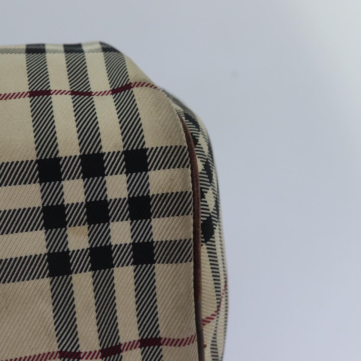 BURBERRY Nova Check Hand Bag Canvas Beige Silver Auth bs17030