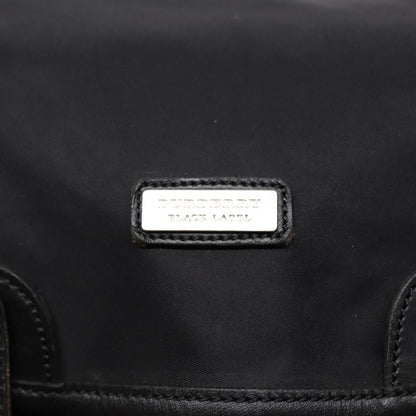 BURBERRY Nova Check Black label Shoulder Bag Nylon Black Silver Auth bs17031