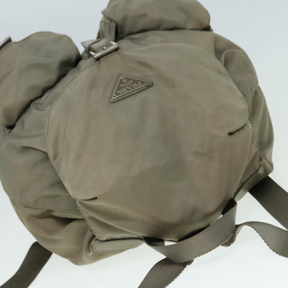 PRADA Backpack Nylon Beige Silver Auth bs17050