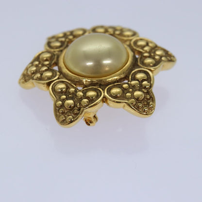Chanel Brooch Metal Gold Tone CC Auth bs