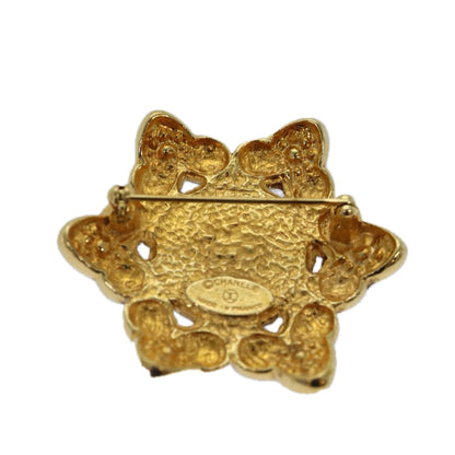 Chanel Brooch Metal Gold Tone CC Auth bs