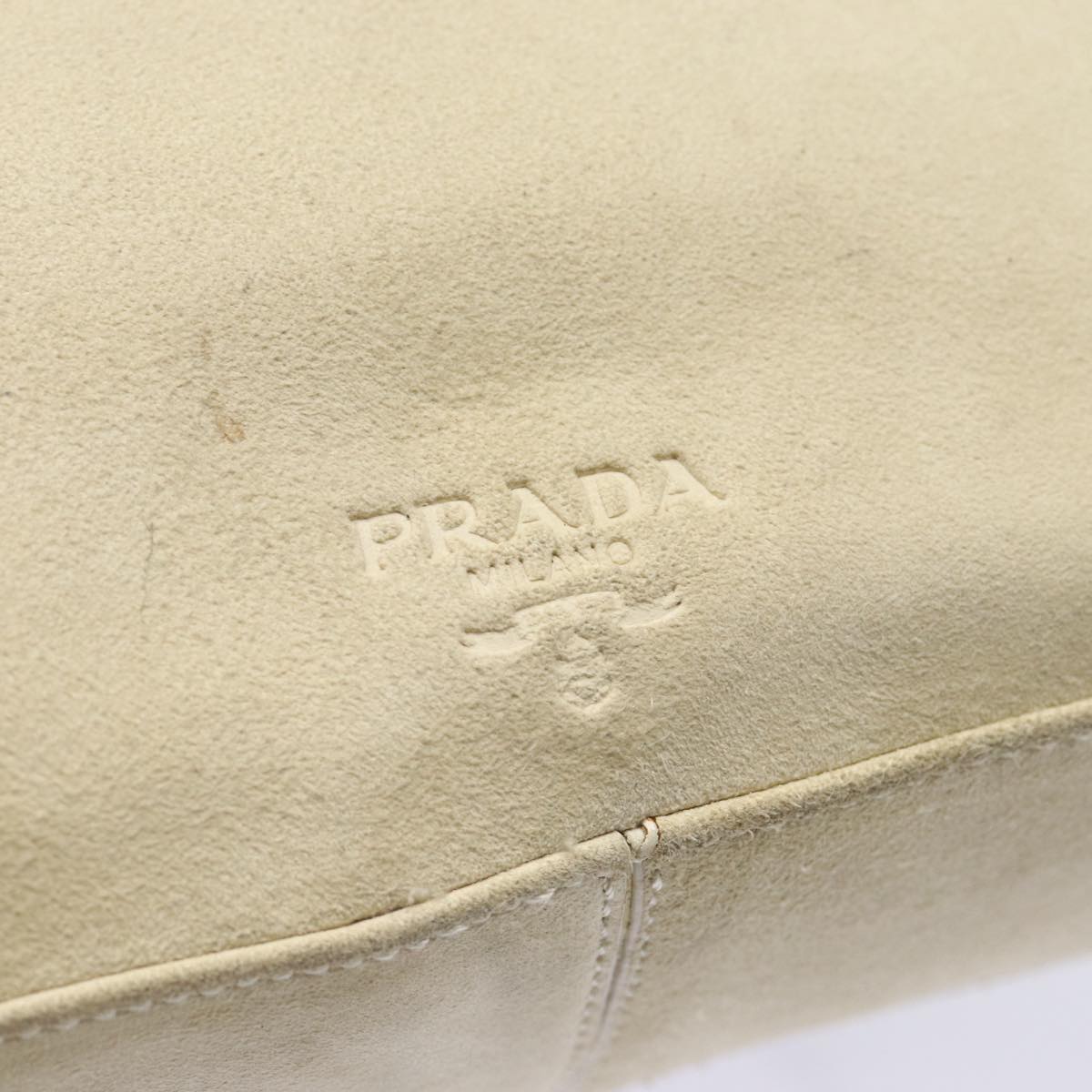 PRADA Chain Shoulder Bag Suede Beige Silver Auth bs17129