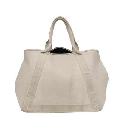 Balenciaga Navy Cabas Hand Bag Leather White Silver 339936 Auth bs17140