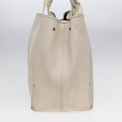 Balenciaga Navy Cabas Hand Bag Leather White Silver 339936 Auth bs17140