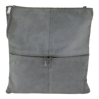 Chanel Chain Shoulder Bag Suede Gray Silver CC Auth bs