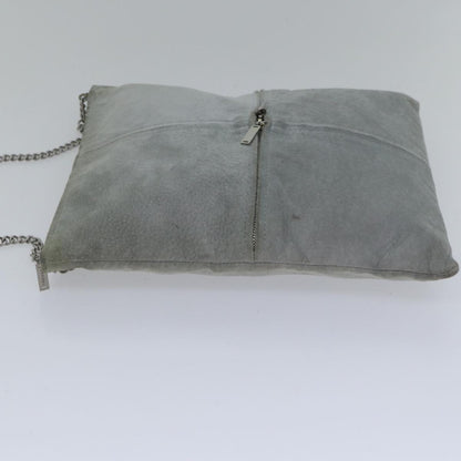 Chanel Chain Shoulder Bag Suede Gray Silver CC Auth bs
