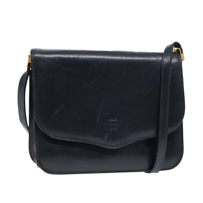 Balenciaga Shoulder Bag Leather Navy Gold Auth bs17168