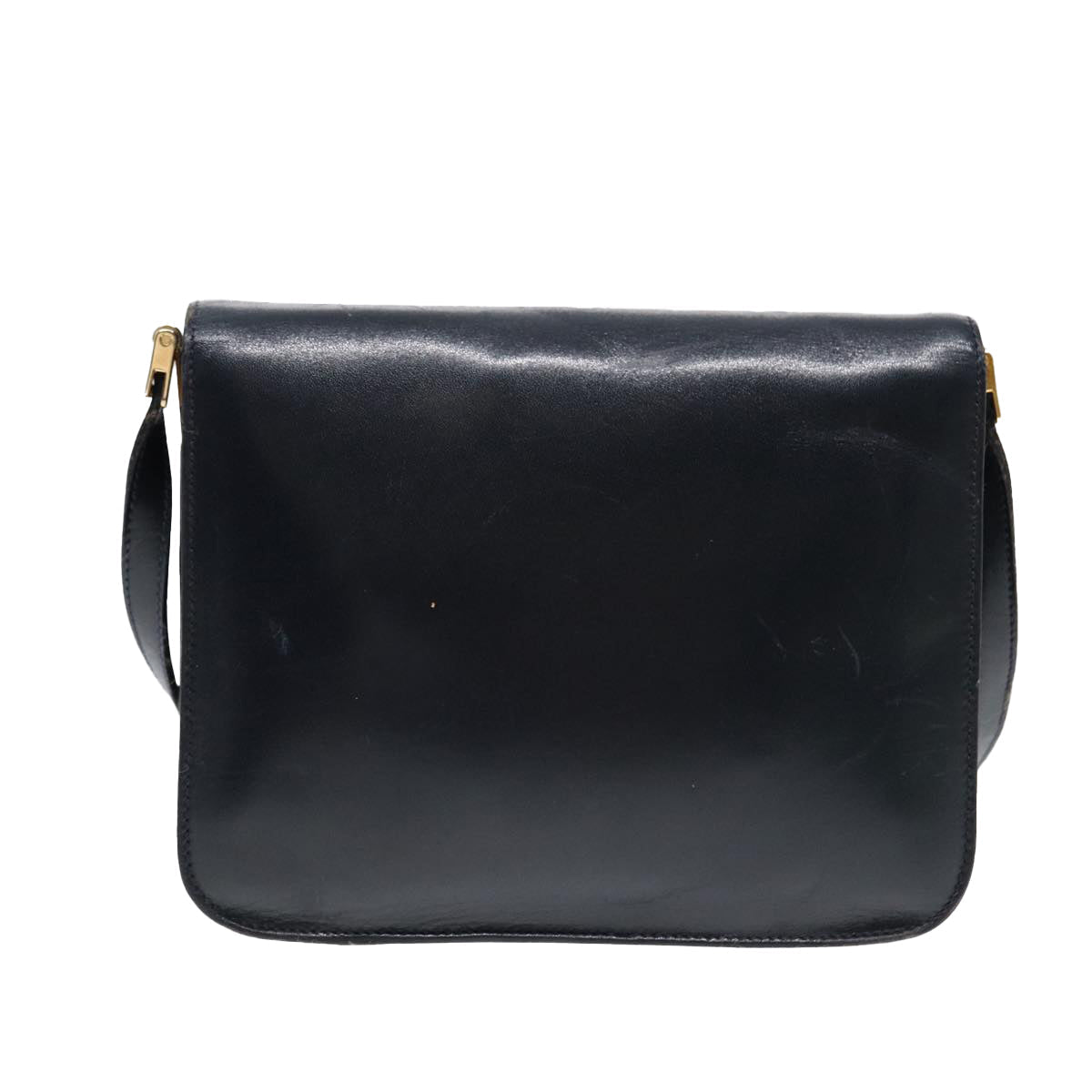 Balenciaga Shoulder Bag Leather Navy Gold Auth bs17168