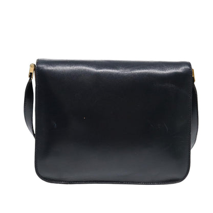 Balenciaga Shoulder Bag Leather Navy Gold Auth bs17168