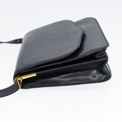 Balenciaga Shoulder Bag Leather Navy Gold Auth bs17168