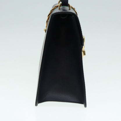 GUCCI Web Sherry Line Silvi Hand Bag Leather Black Red Green 431665 Auth bs17172