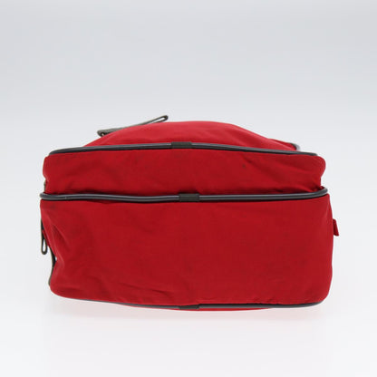 PRADA Sports Hand Bag Nylon Red Silver Auth bs17237