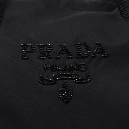 PRADA Hand Bag Nylon Black Silver Auth bs17243