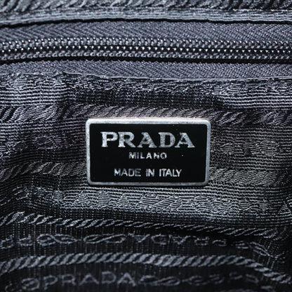 PRADA Hand Bag Nylon Black Silver Auth bs17243