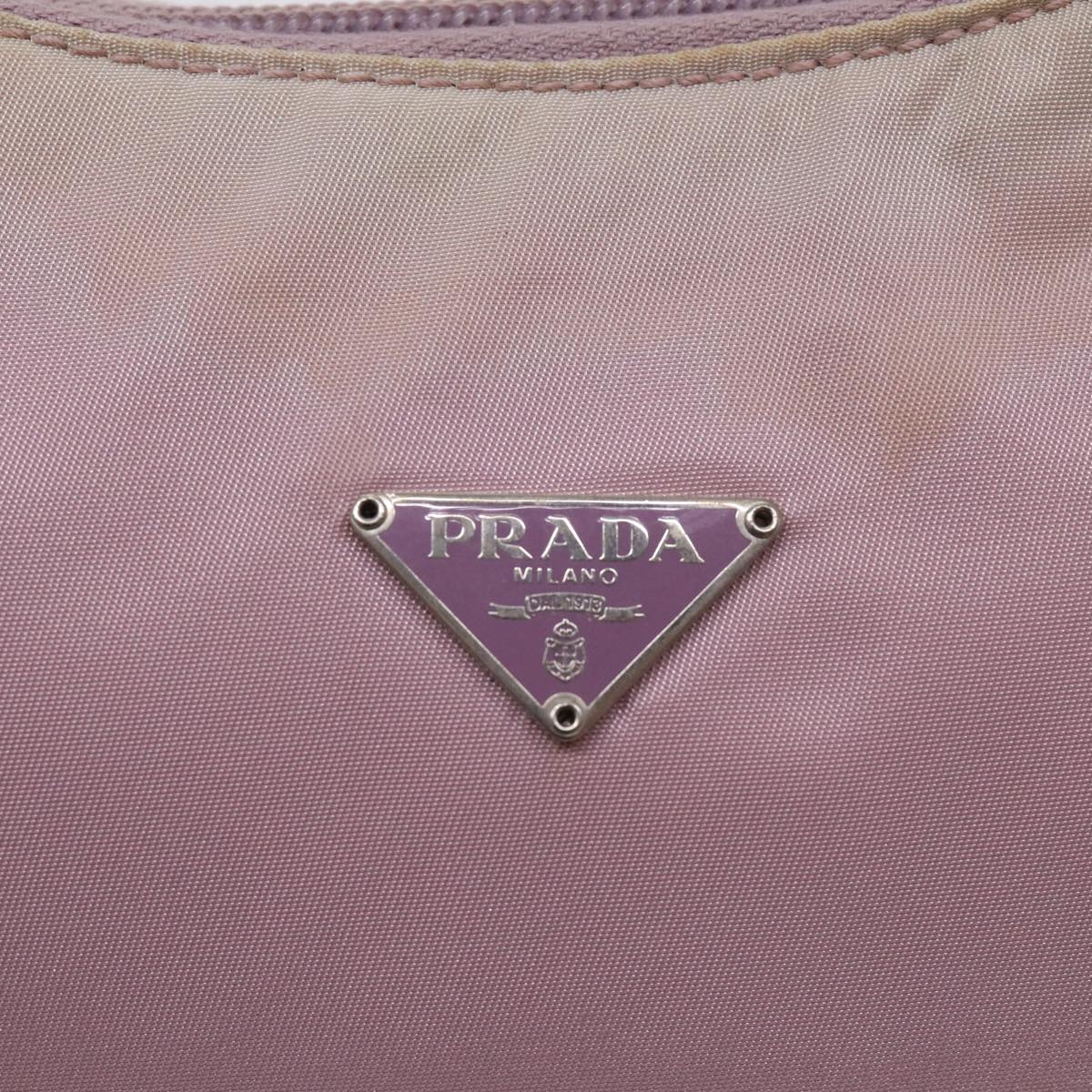 PRADA Mini Hand Bag Nylon Pink Silver Auth bs17283