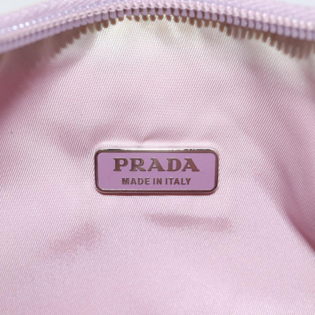 PRADA Mini Hand Bag Nylon Pink Silver Auth bs17283