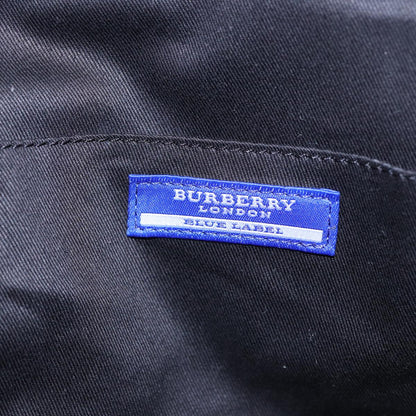 BURBERRY Nova Check Blue Label Hand Bag Nylon Silver Black Auth bs17294