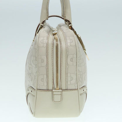 GUCCI Horsebit Shoulder Bag Leather Gold White 145770 Auth bs17324