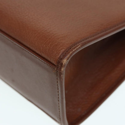 BURBERRYSs Hand Bag Leather 2way Brown Silver Auth bs17329