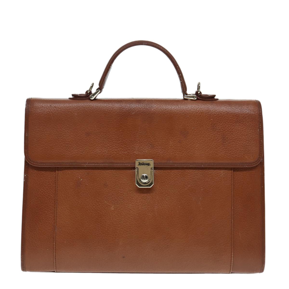BURBERRYSs Hand Bag Leather 2way Brown Silver Auth bs17329