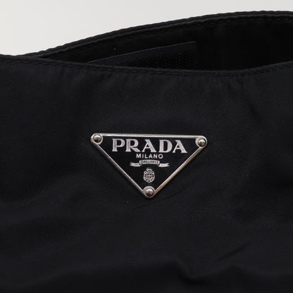 PRADA Tote Bag Nylon Black Silver Auth bs17340