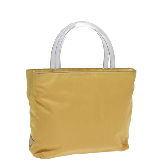 PRADA Hand Bag Nylon Yellow Silver Auth bs17343