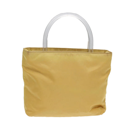 PRADA Hand Bag Nylon Yellow Silver Auth bs17343