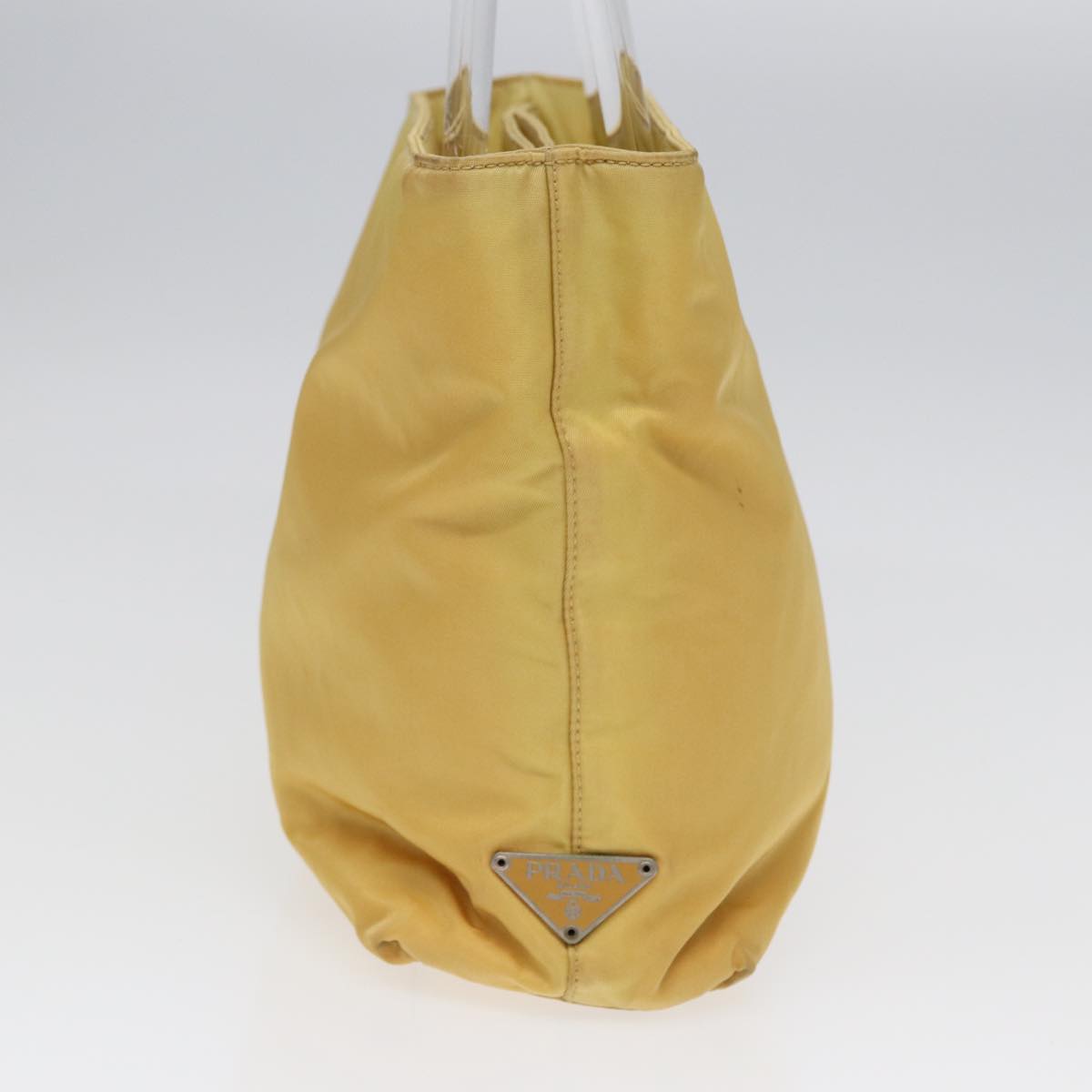 PRADA Hand Bag Nylon Yellow Silver Auth bs17343