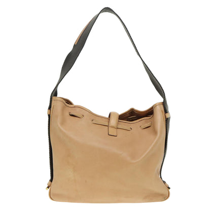 GUCCI Jackie Shoulder Bag Leather Beige Gold 92732 Auth bs17355