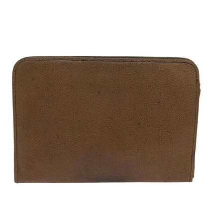 GUCCI Document Case Clutch Bag Leather Brown Auth bs17356