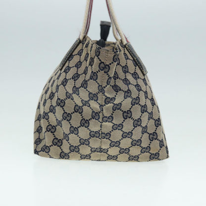 GUCCI GG Canvas Sherry Line Tote Bag Red Navy Silver 131228 Auth bs17358
